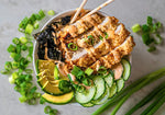 Katshu Chicken Sushi Bowl with Cucumber Balsamic and Spicy Mayo