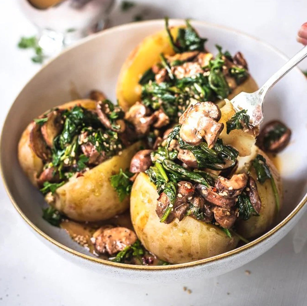 Stuffed Baked Potatoes with spinach and mushrooms &ndash; Seven Barrels