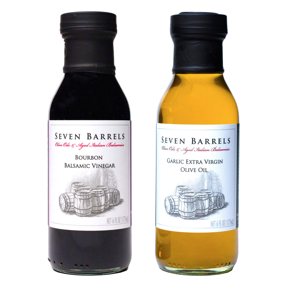 Bourbon Balsamic Vinegar and Garlic Extra Virgin Olive Oil Seven Barrels