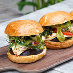 Eggplant Burgers with Yogurt-Feta Sauce