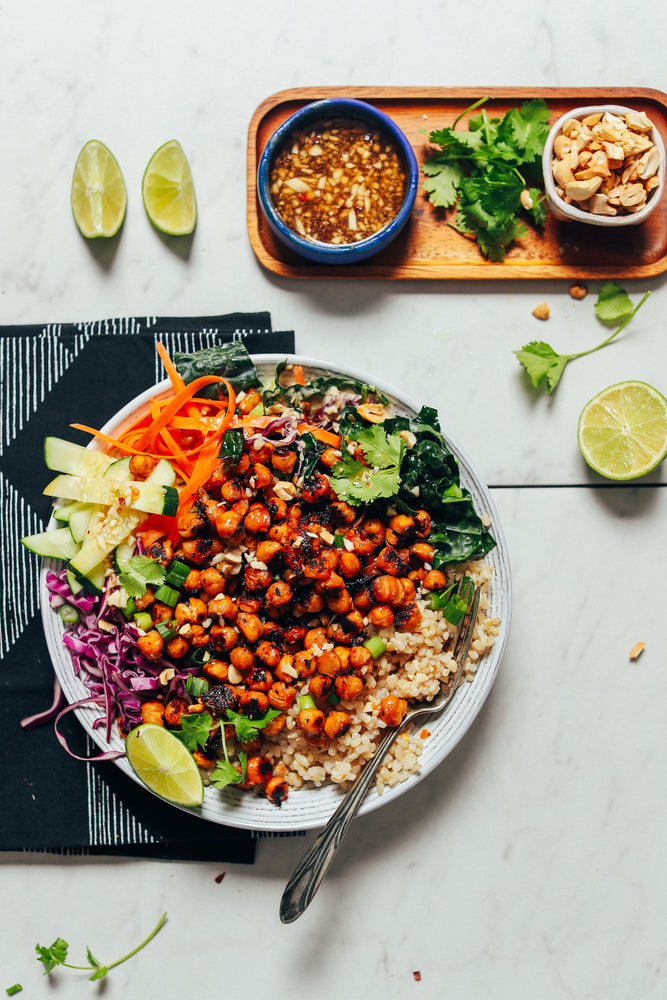 Miso Chickpea Bowls with Garlic Cucumber Dressing