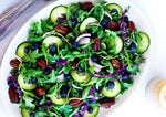 Arugula Blueberry Feta Salad with Blueberry Balsamic Vinegar and Meyer Lemon EVOO