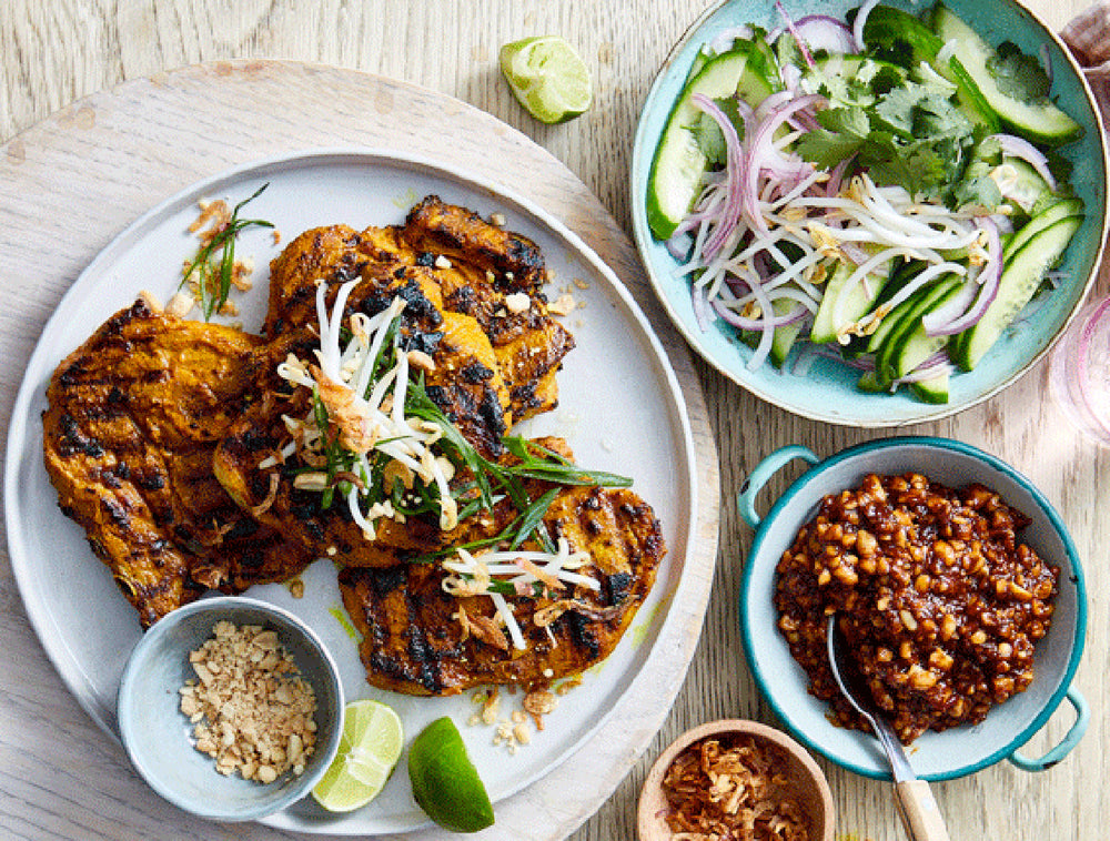 Lamb with Cucumber, Onion & Coriander Salad