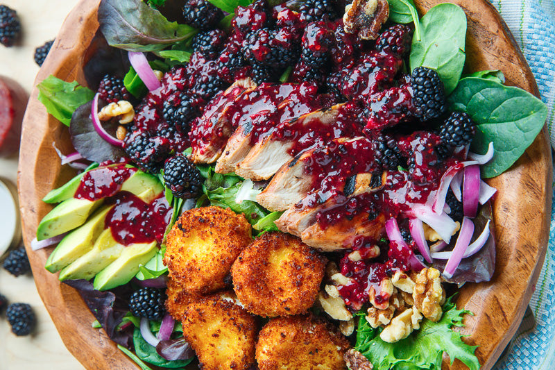 Blackberry and Lavender Balsamic Grilled Chicken Salad