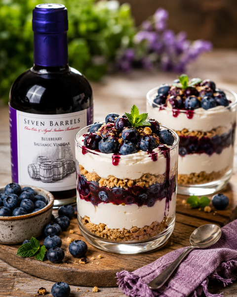 Blueberry Balsamic Cheesecake Parfaits | Easy No-Bake Summer Dessert