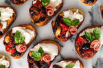 Bruschetta with Burrata, Traditionale Balsamic Vinegar, and Seared Tomatoes