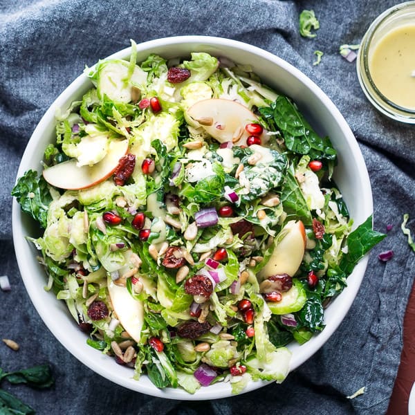 Shaved Strawberry Balsamic Brussels Sprout Salad