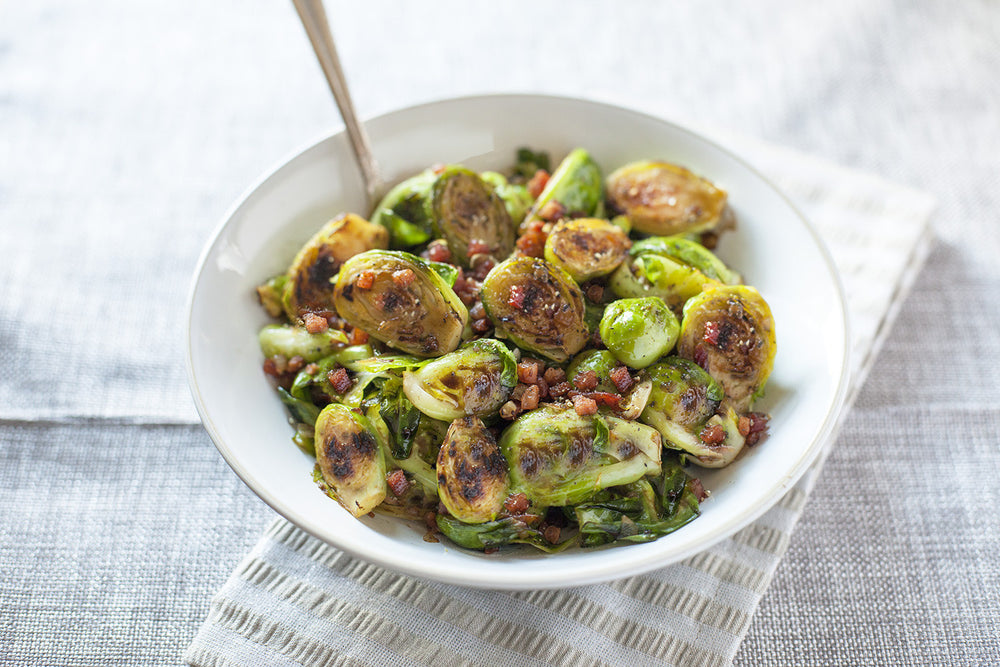 Brussels Sprouts with Bacon, Shallots & Balsamic