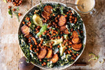 Kale Caesar Salad with Sweet Potatoes