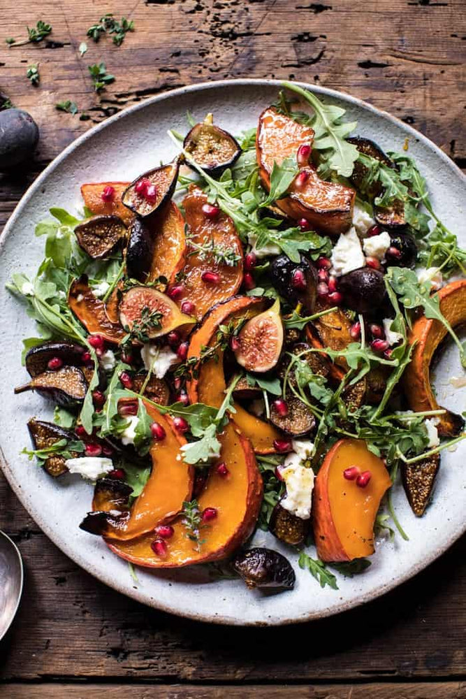 Roasted Squash, Caramelized Fig, and Strawberry Feta Salad