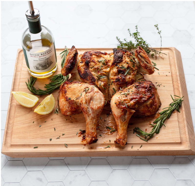 Roasted Spatchcock Chicken with Herb Butter