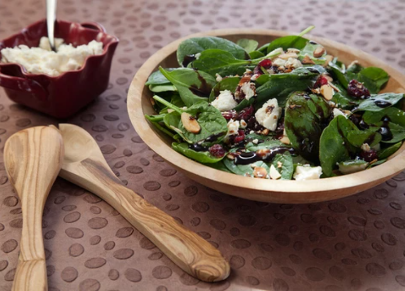 Spinach Salad with Pecans and Feta Cheese with Vanilla Fig Balsamic