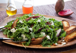 Arugula Salad with Roasted Red Pears & Peppered Goat Cheese with Prickly Pear Balsamic