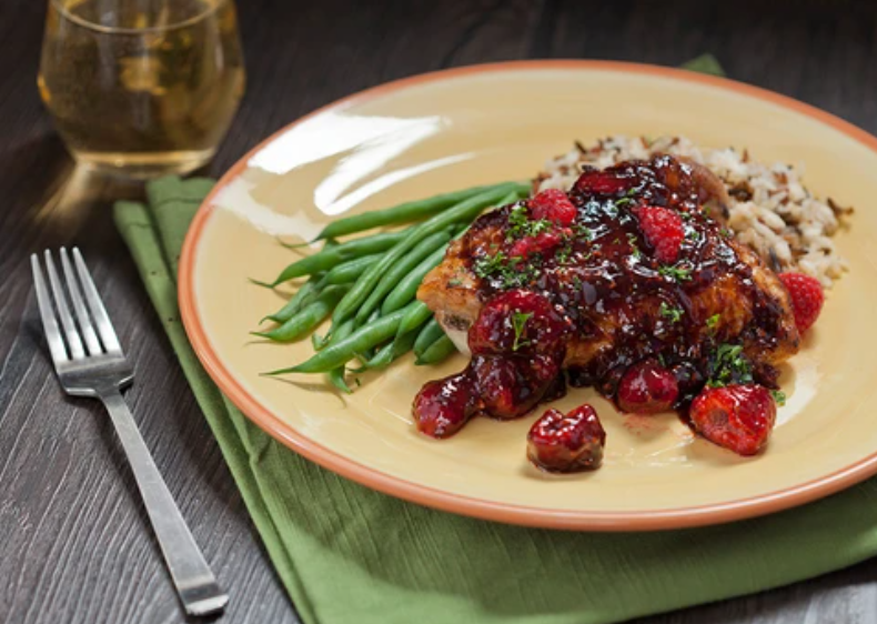 Raspberry Chicken Thighs with Raspberry Balsamic