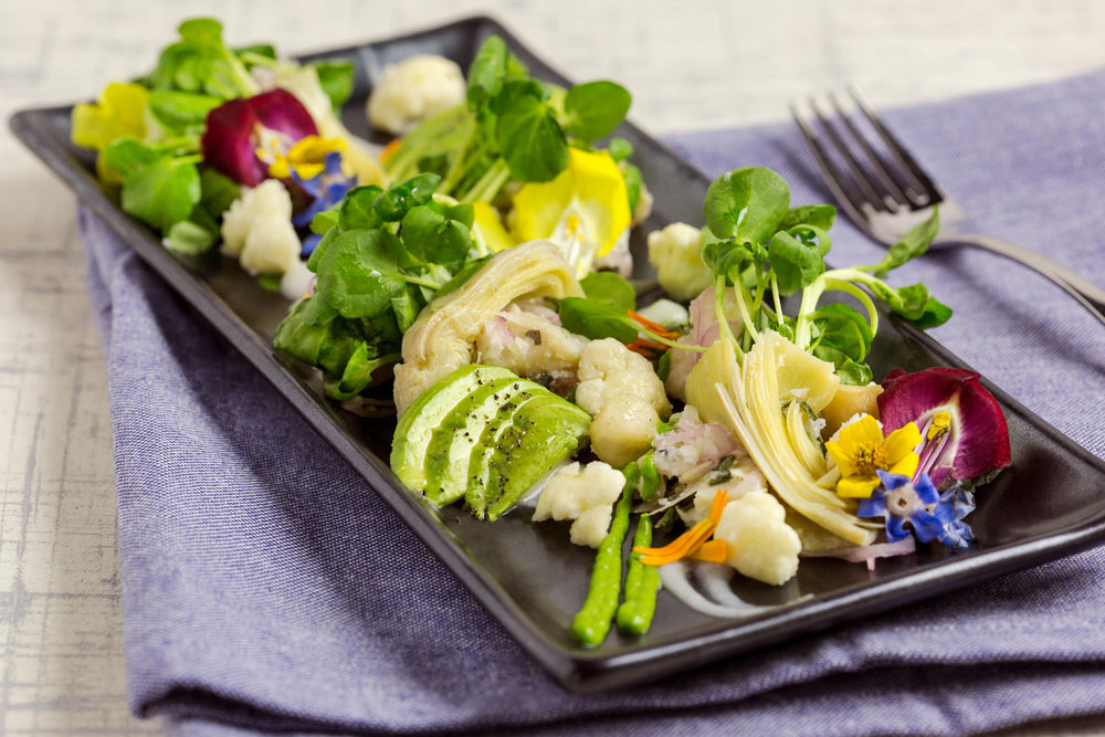Watercress Salad w/ Avocado, Artichokes and Cauliflower + French Vinaigrette