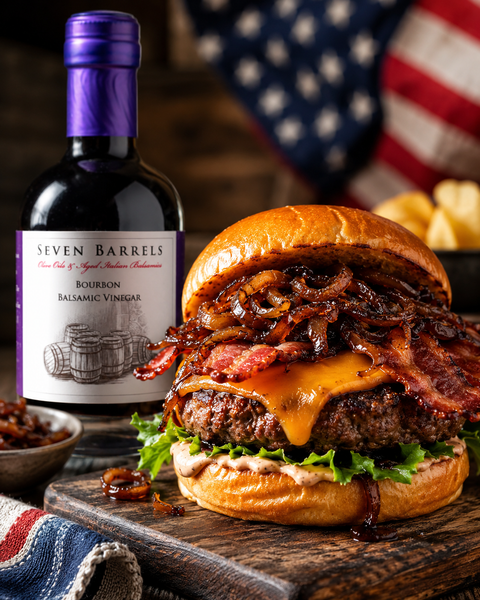 All-American Bourbon Balsamic Bacon Cheeseburgers
