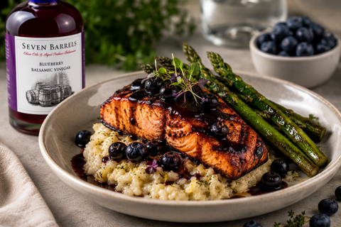 Blueberry Balsamic Glazed Salmon