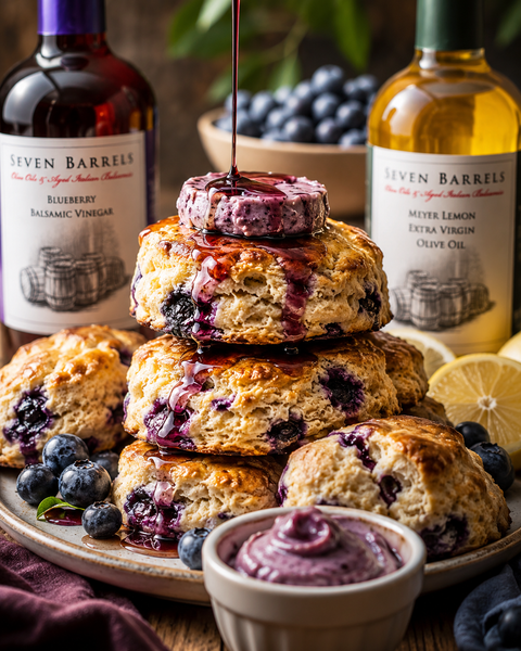 Blueberry Balsamic Honey Butter Biscuits