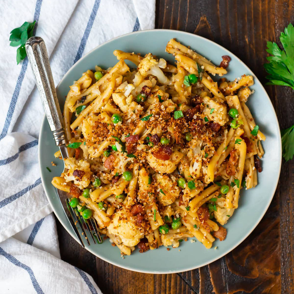 Cauliflower Pasta with Tuscan Herb Extra Virgin Olive Oil and Raspberry Balsamic Vinegar