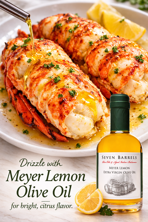Buttery Lemon Garlic Lobster Tails with Meyer Lemon Olive Oil
