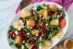 Pomegranate & Pear Green Salad with Prickly Pear Dressing