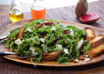Arugula Salad with Roasted Red Pears & Peppered Goat Cheese w/ Prickly Pear Balsamic