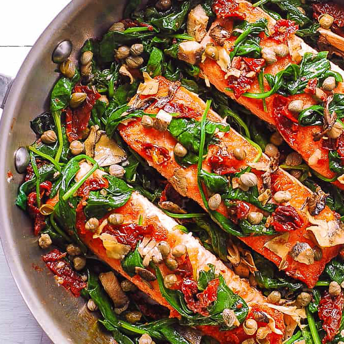 Pan-Seared Salmon with Spinach