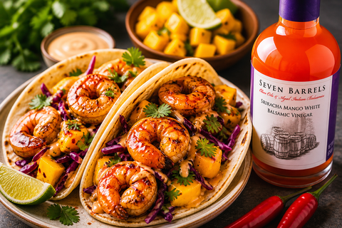 Sriracha Mango Balsamic Shrimp Tacos (Sweet Heat in 15 Minutes)