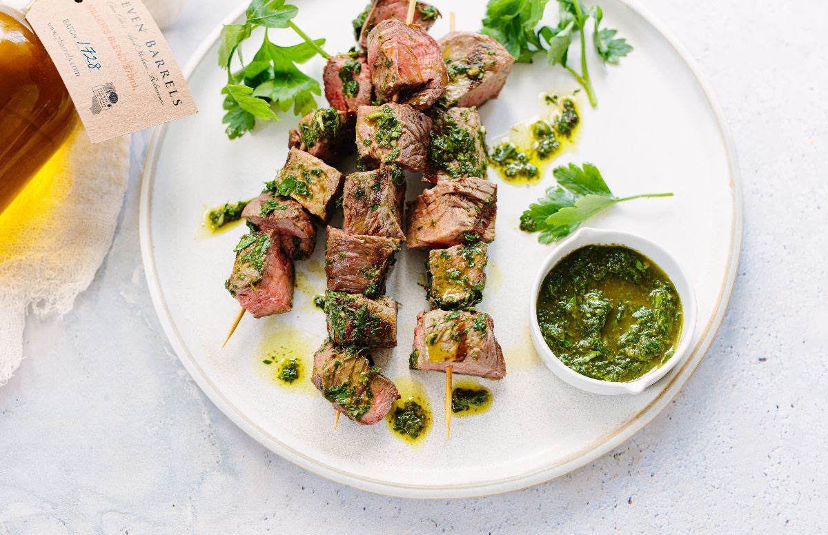 Grilled Chimichurri Steak Skewers – Seven Barrels