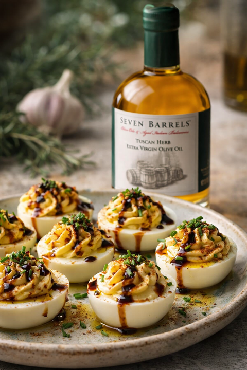 Tuscan Herb Deviled Eggs with Balsamic Finish