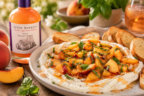 Whipped Feta with Peach White Balsamic | Easy Summer Appetizer